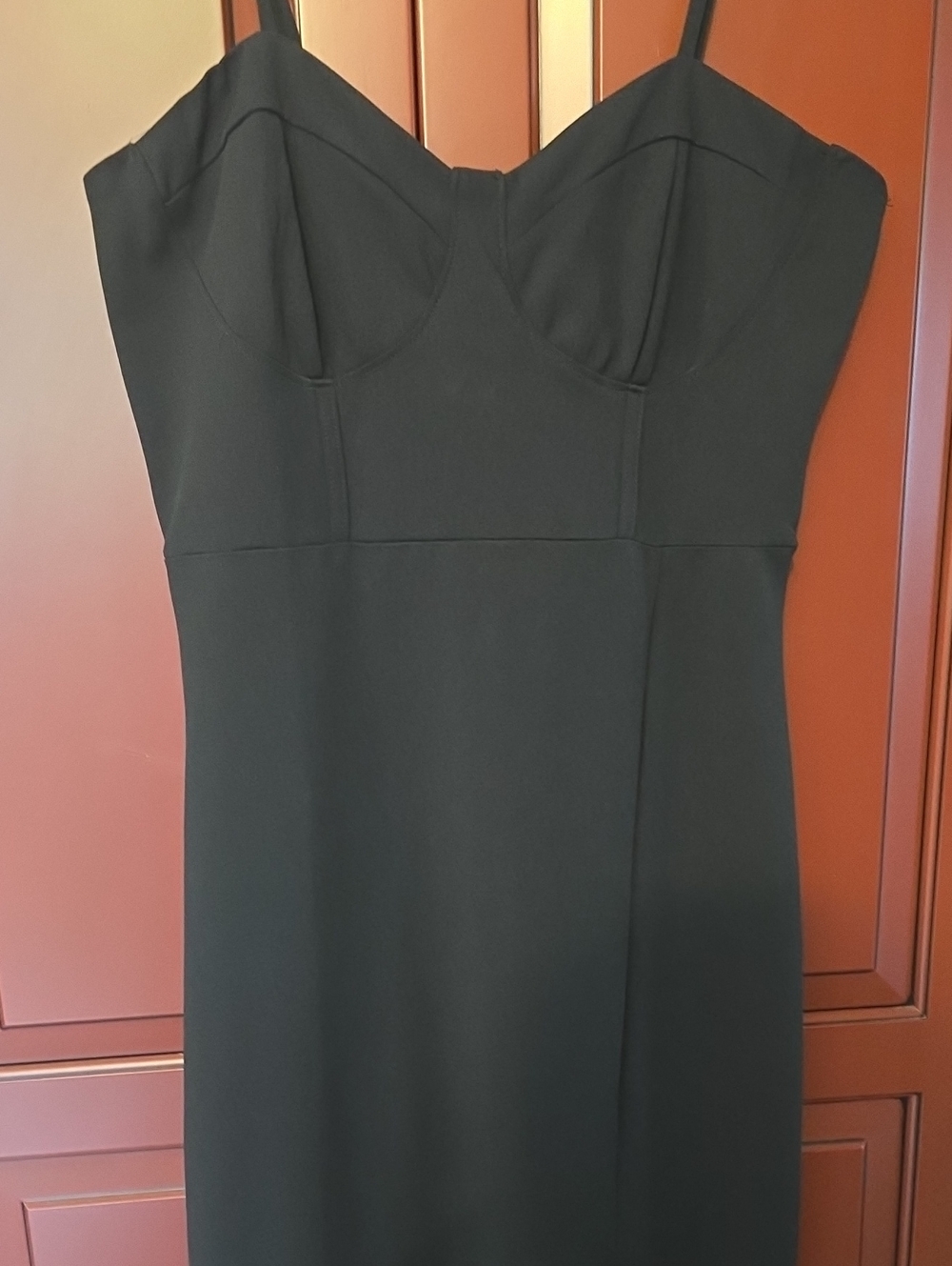 Strapless Black Bodycon Dress with Bust Detailing